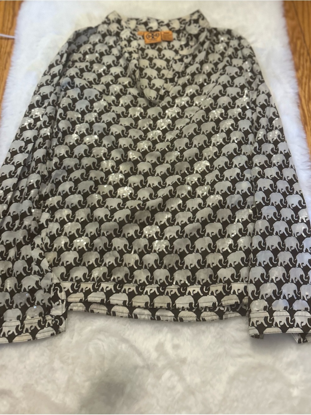Tory Burch Brown and White Elephant Print Womans Blouse